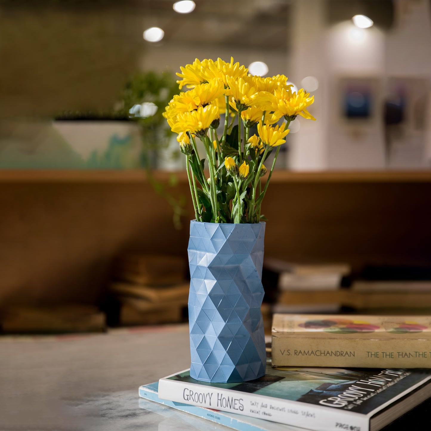 Faceted Vase- Blue