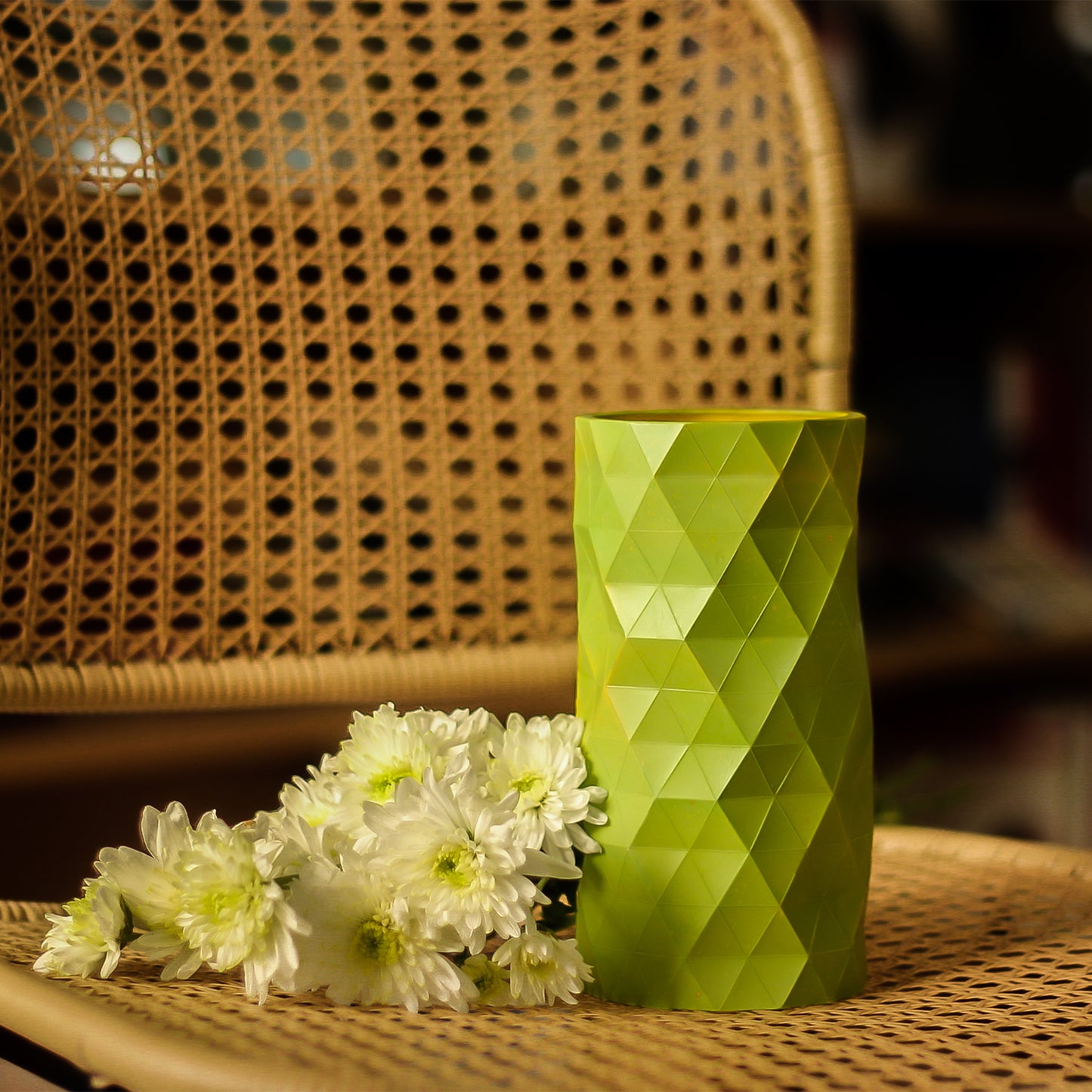 Faceted Vase- Green