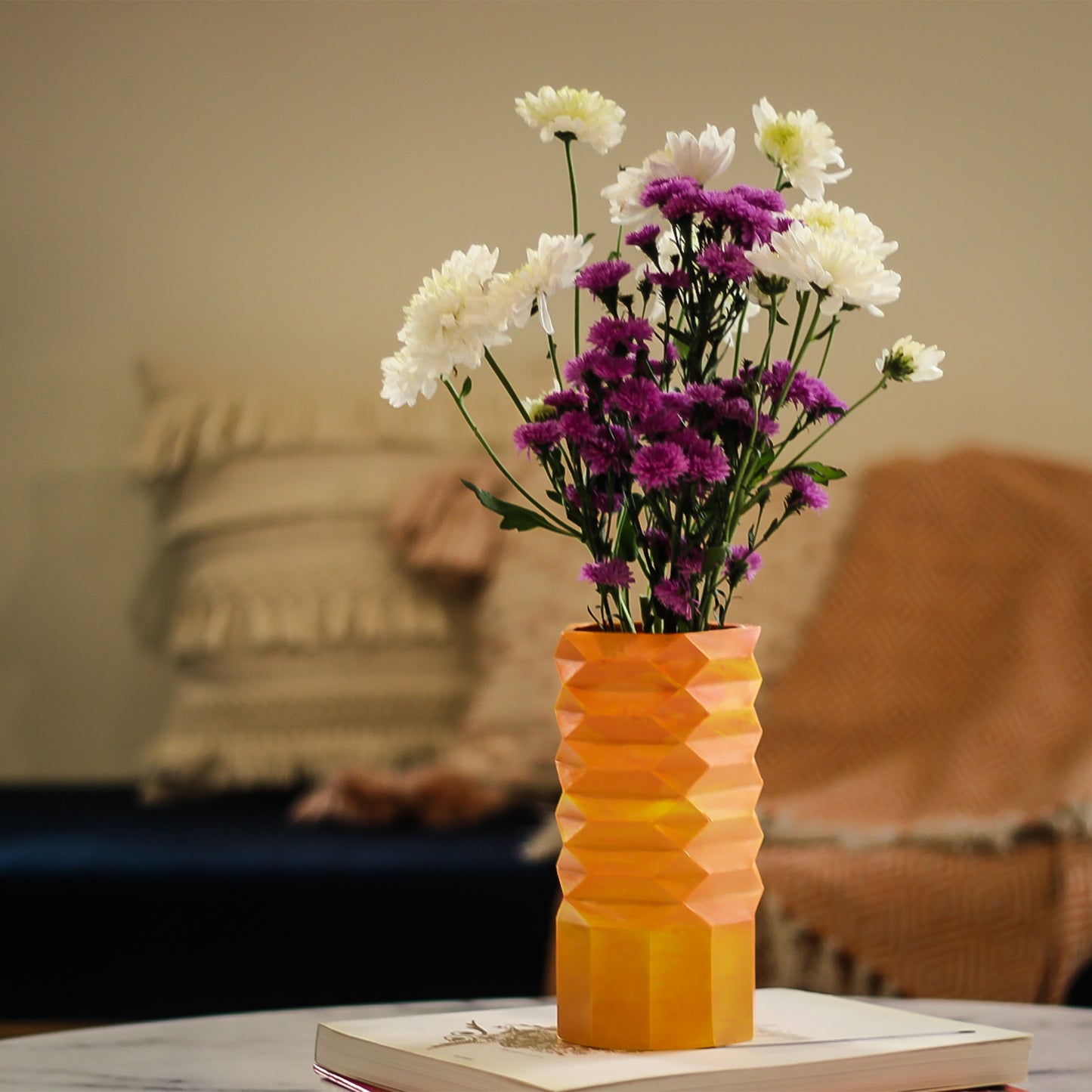 Faceted Vase- Orange